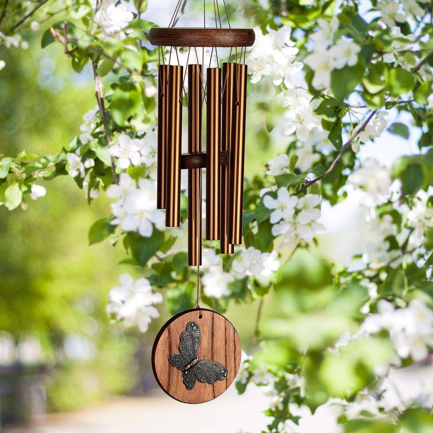  Woodstock Chimes Habitats Bronze Aluminum/Wood 17 In. Butterfly Wind Chime