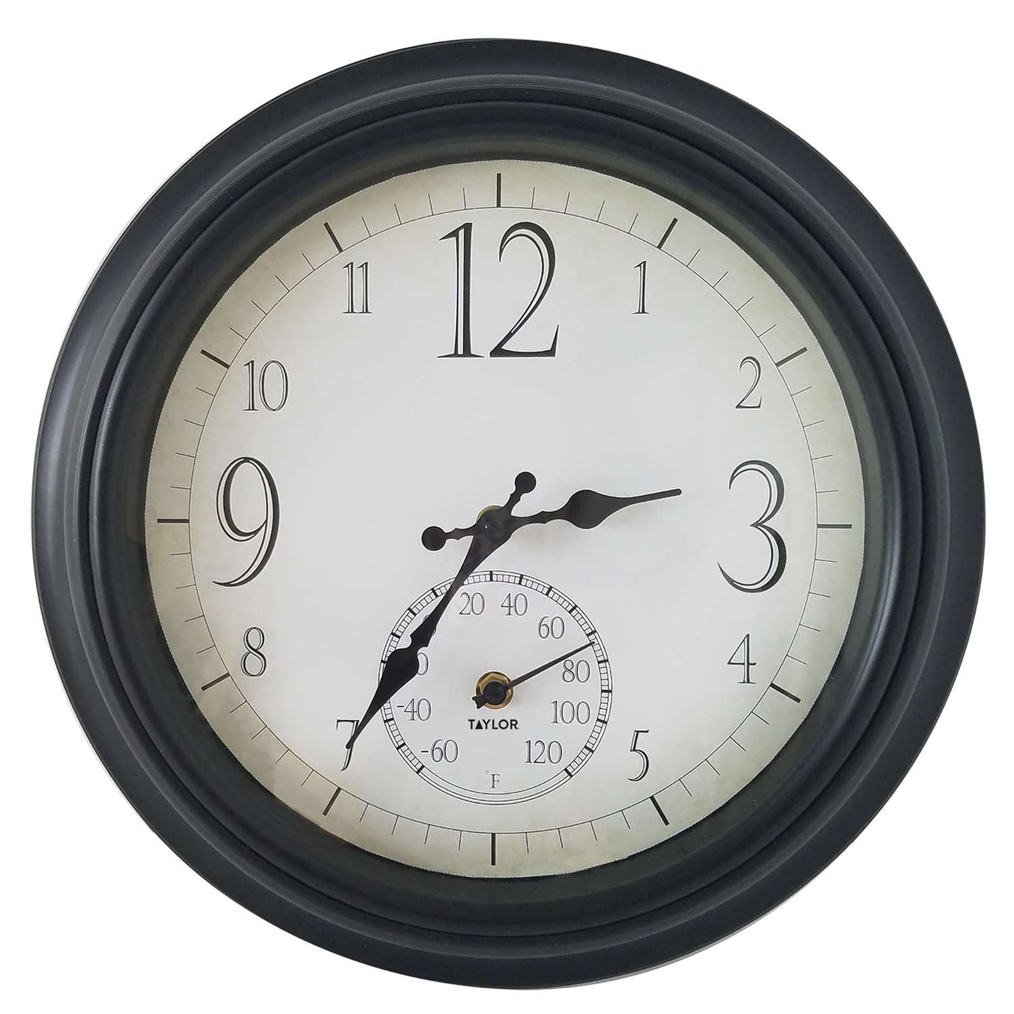  Taylor Decorative Clock/Thermometer Plastic Black 14 In.