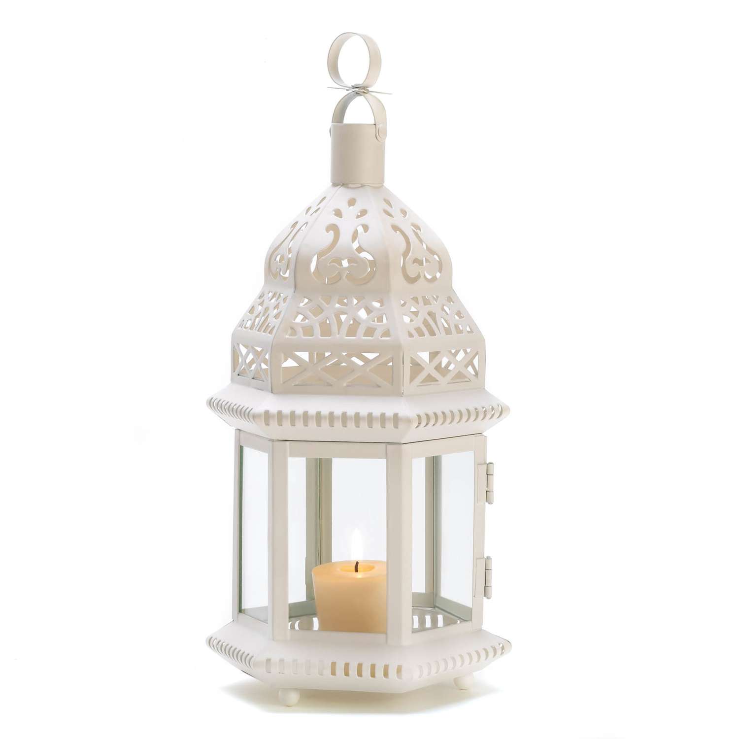  Gallery Of Light 12.25 In. Glass/Metal Lantern White