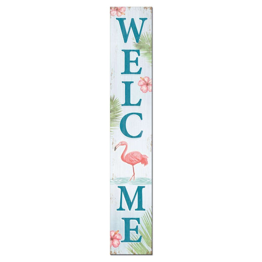 My Word! Multicolored Wood 46.5 In. H Welcome Flamingo Porch Sign