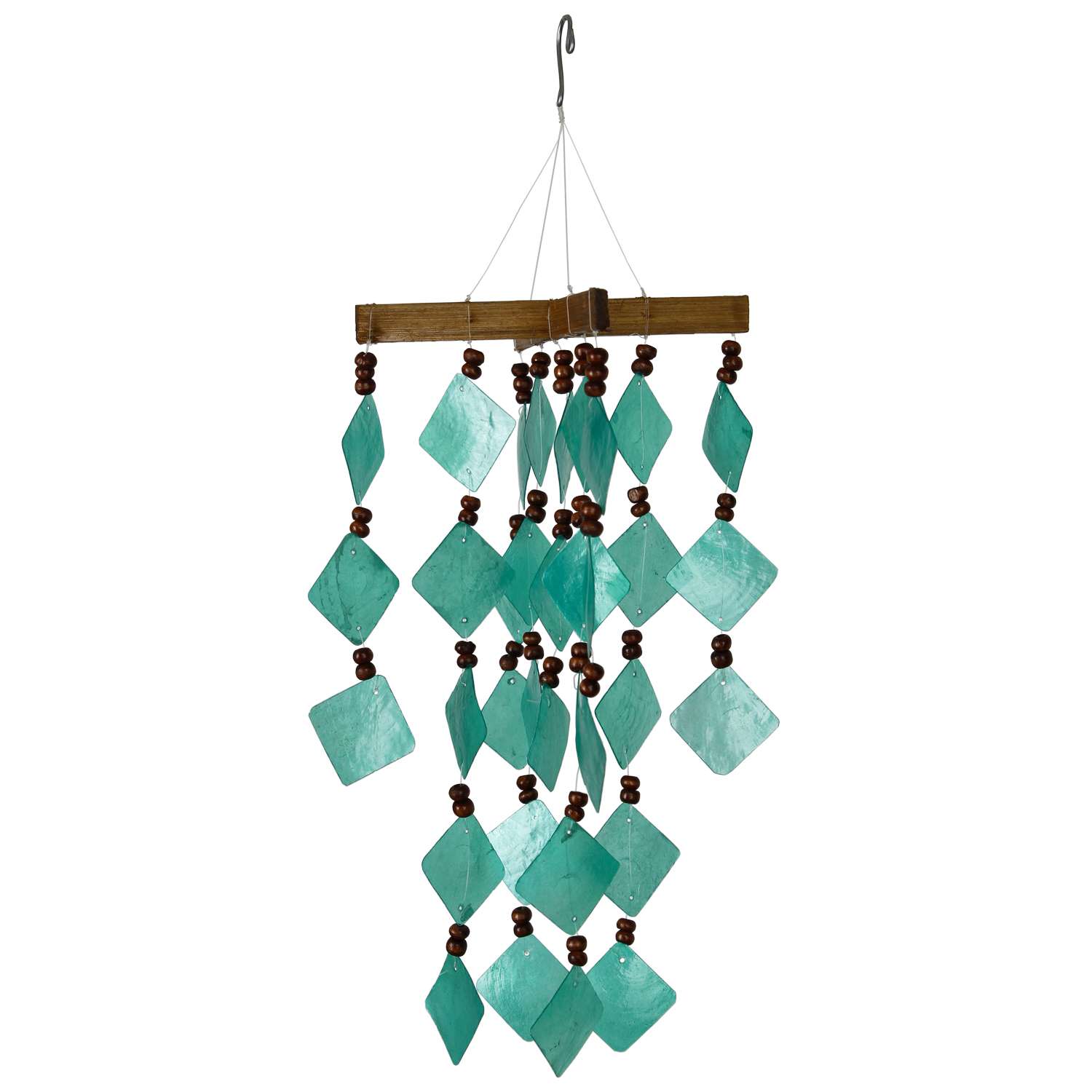  Woodstock Chimes Green Glass 14 In. Diamond Capiz Wind Chime