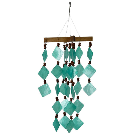  Woodstock Chimes Green Glass 14 In. Diamond Capiz Wind Chime