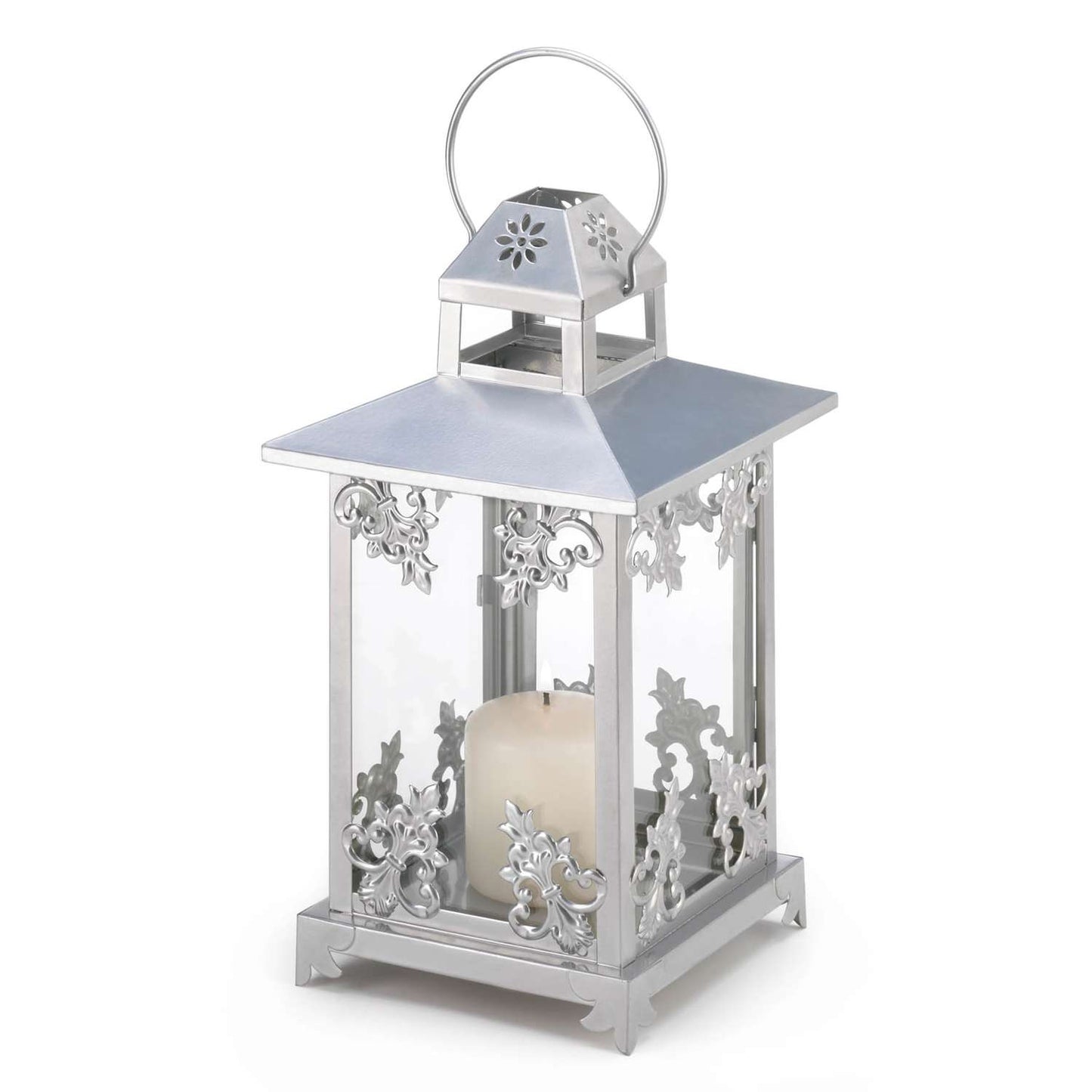  Gallery Of Light Frost Vine Glass/Metal Lantern Silver