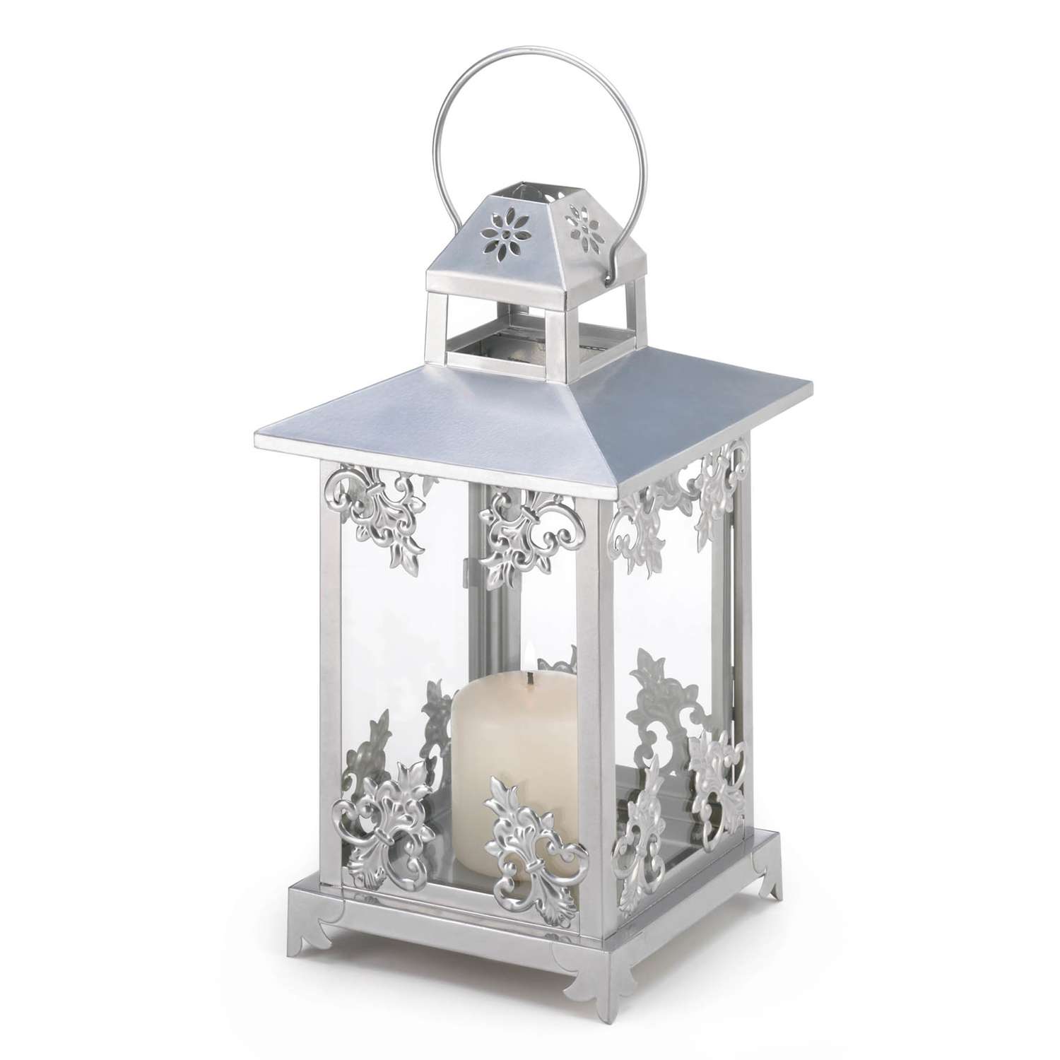  Gallery Of Light Frost Vine Glass/Metal Lantern Silver