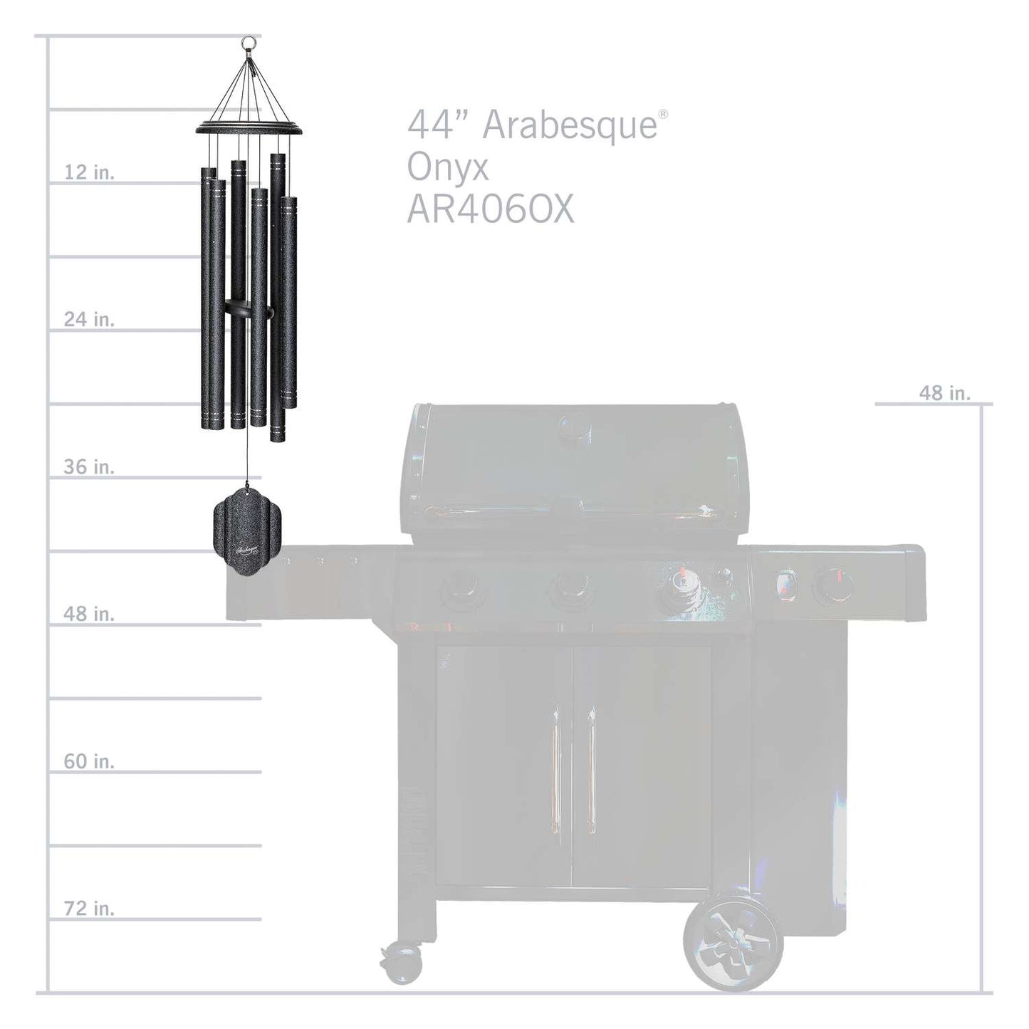  Wind River Arabesque Onyx Aluminum 44 In. Wind Chime
