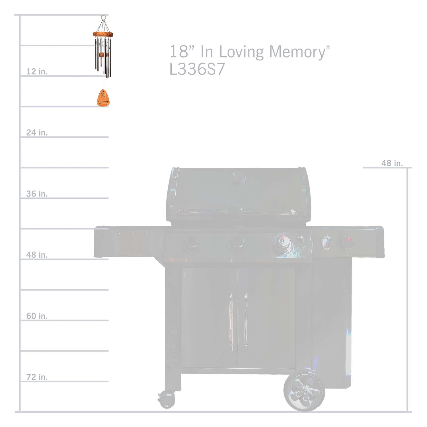  Wind River In Loving Memory Silver Aluminum/Wood 18 In. Wind Chime