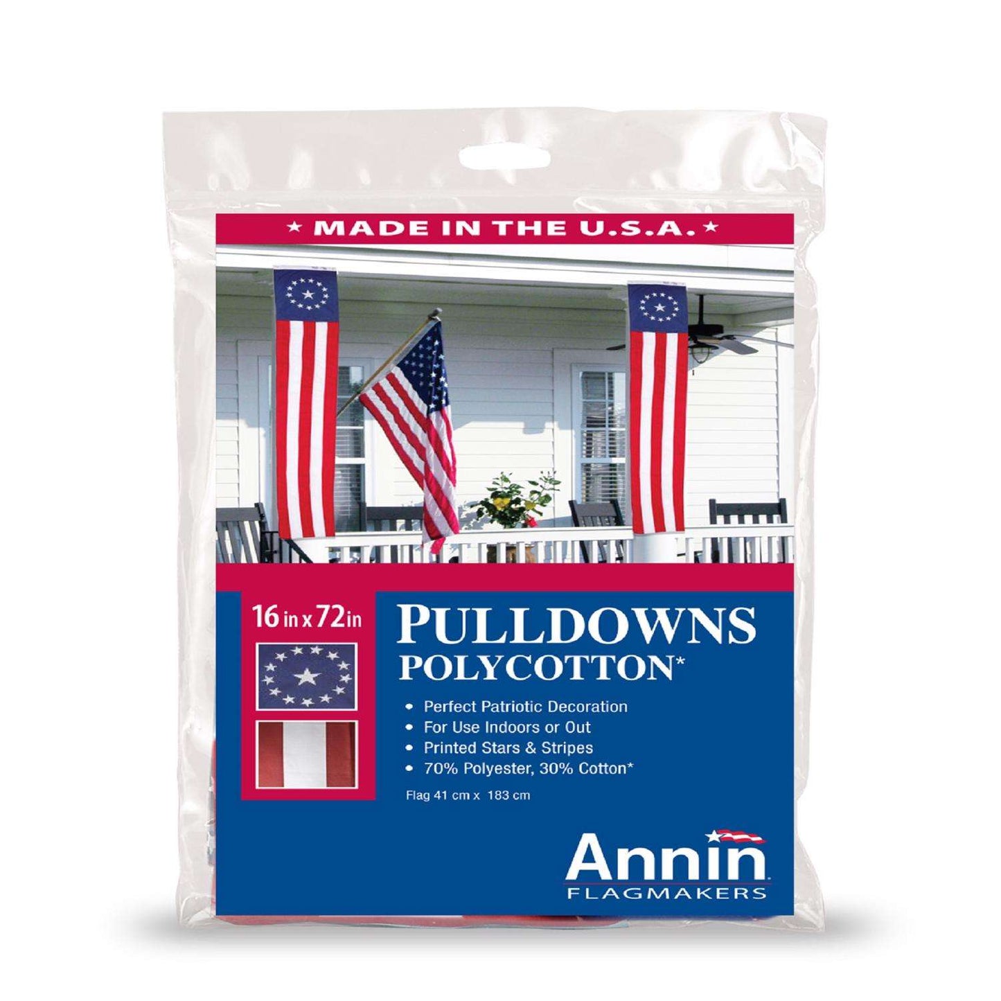  Annin Flagmaker Star And Stripes Pulldown Flag 16 In. H X 72 In. L