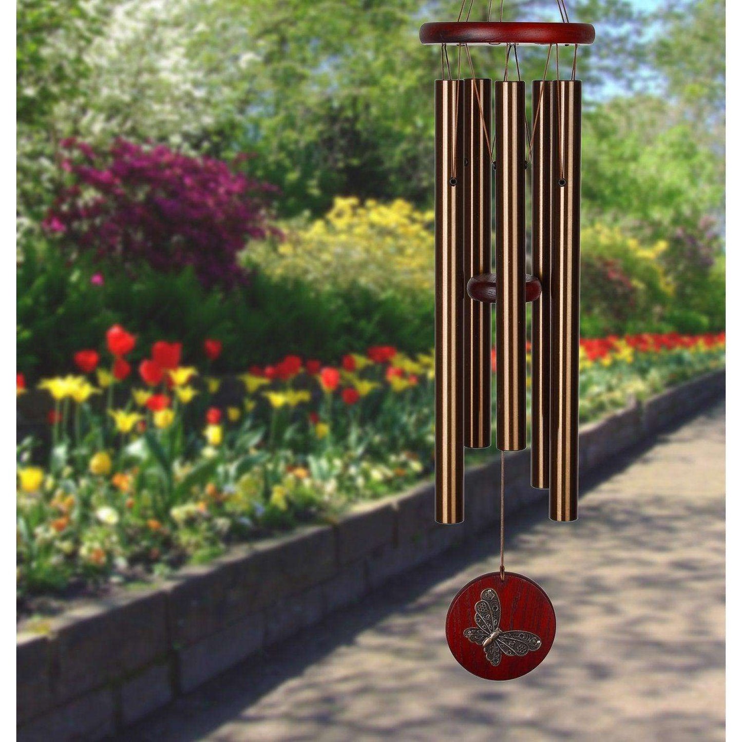  Woodstock Chimes Habitats Bronze Aluminum/Wood 26 In. Butterfly Wind Chime