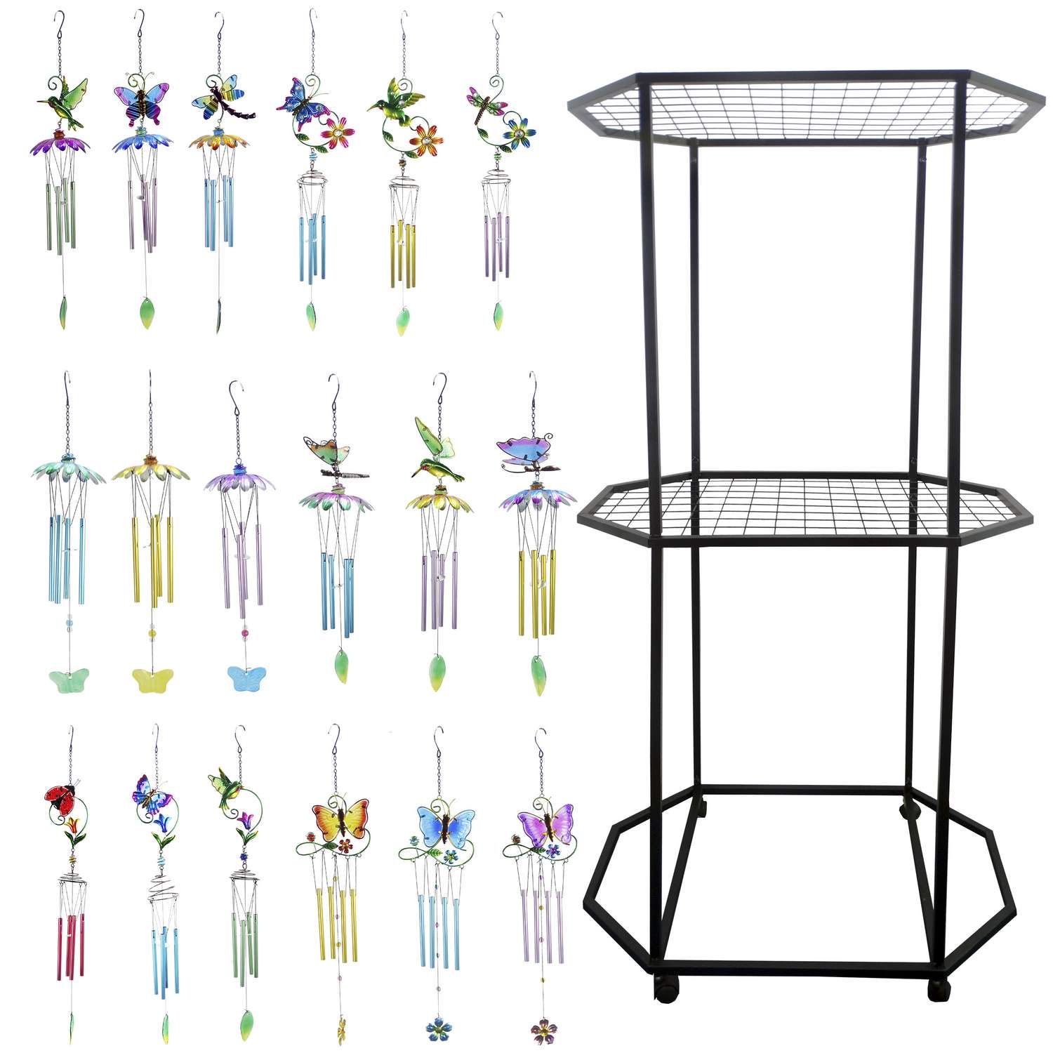  Alpine Assorted Metal 23 In. Unique Wind Chime Display