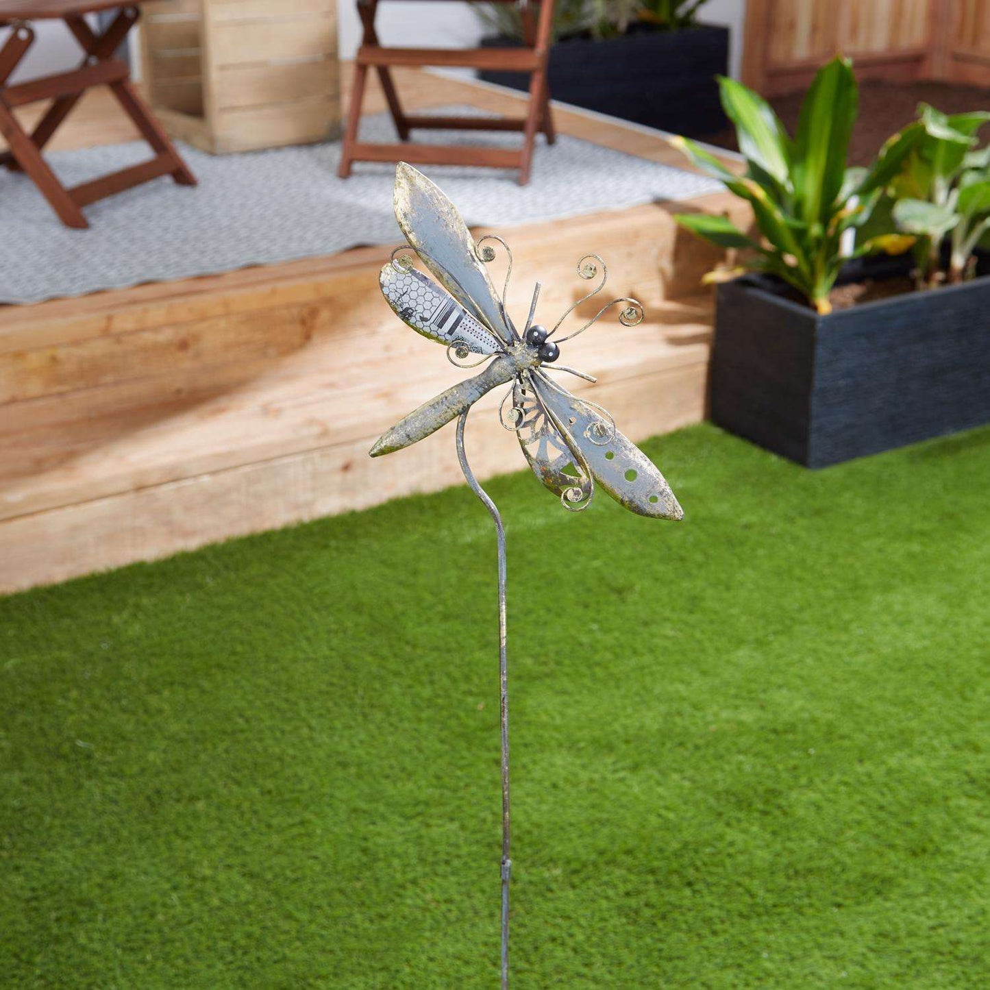  Zingz & Thingz Silver Iron 39.25 In. H Dragonfly Outdoor Garden Stake