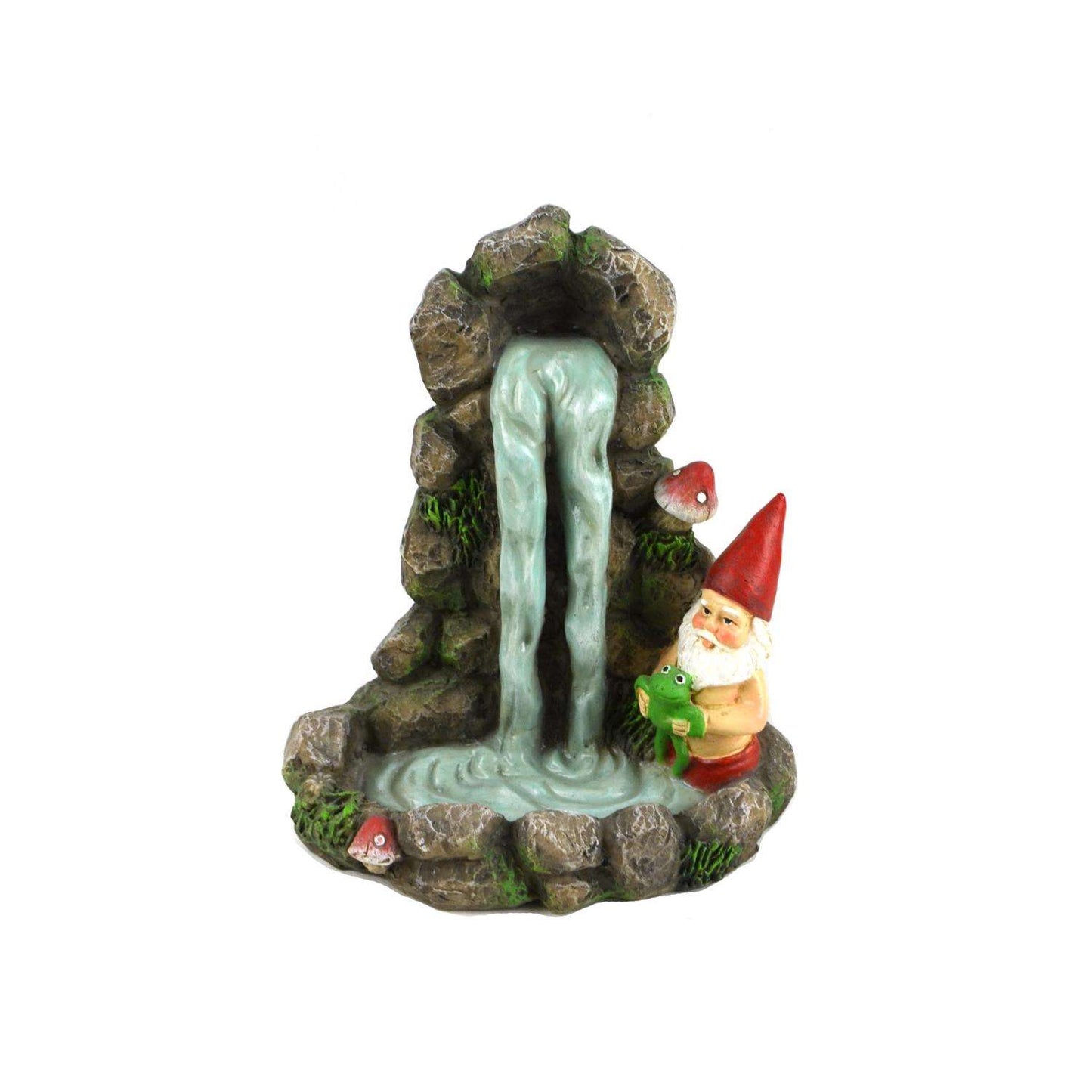  Touch Of Nature The Garden Collection Resin Multi-color 6 In. Miniature Waterfall With Gnome Statue
