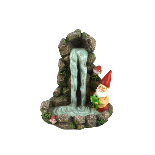  Touch Of Nature The Garden Collection Resin Multi-color 6 In. Miniature Waterfall With Gnome Statue