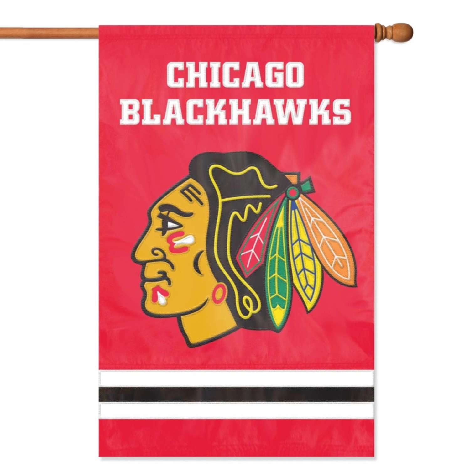  Party Animal Chicago Blackhawks Applique Banner Flag 44 In. H X 28 In. W