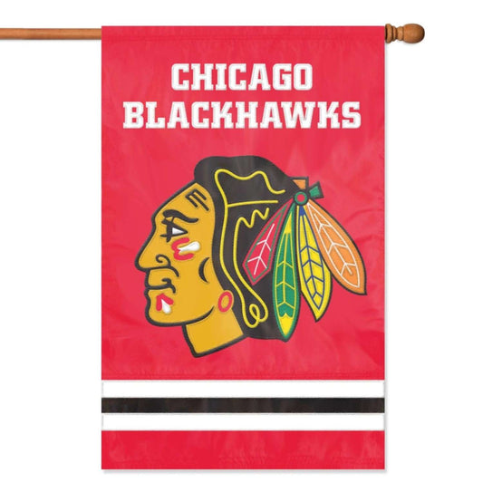  Party Animal Chicago Blackhawks Applique Banner Flag 44 In. H X 28 In. W