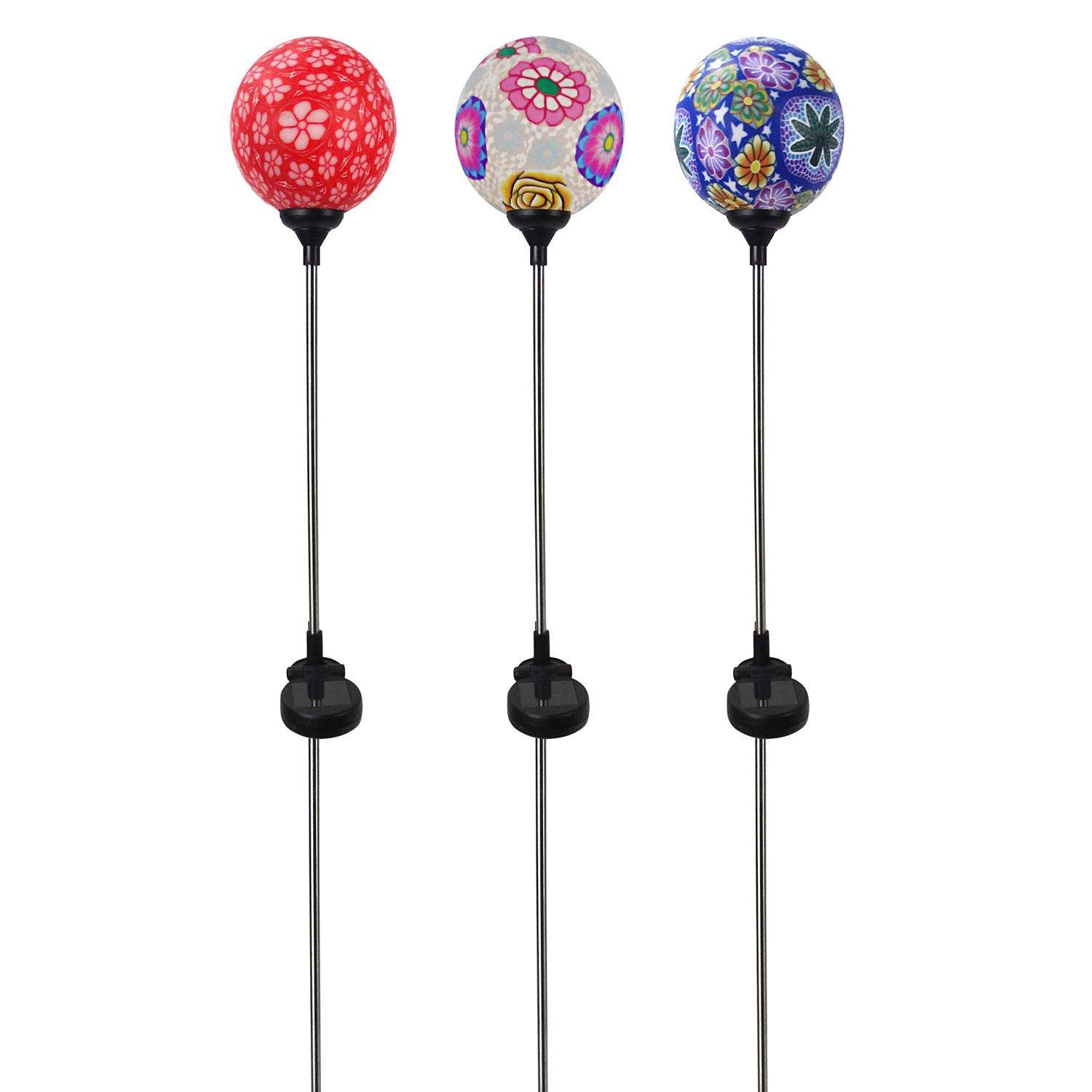  Alpine Multicolored Glass/Metal 34 In. H Soft Clay Ball Outdoor Garden Stake