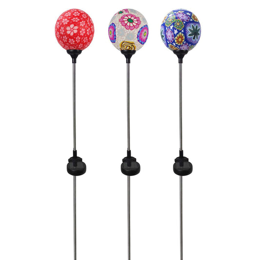  Alpine Multicolored Glass/Metal 34 In. H Soft Clay Ball Outdoor Garden Stake