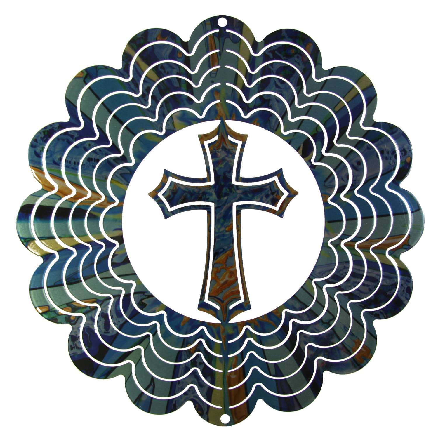  Metalart Maker Next Innovations Blue Steel 1 In. H Kaleidoscope Cross Wind Spinner