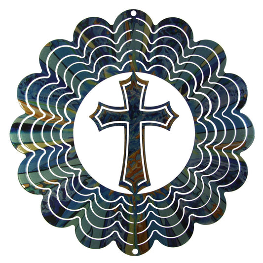  Metalart Maker Next Innovations Blue Steel 1 In. H Kaleidoscope Cross Wind Spinner