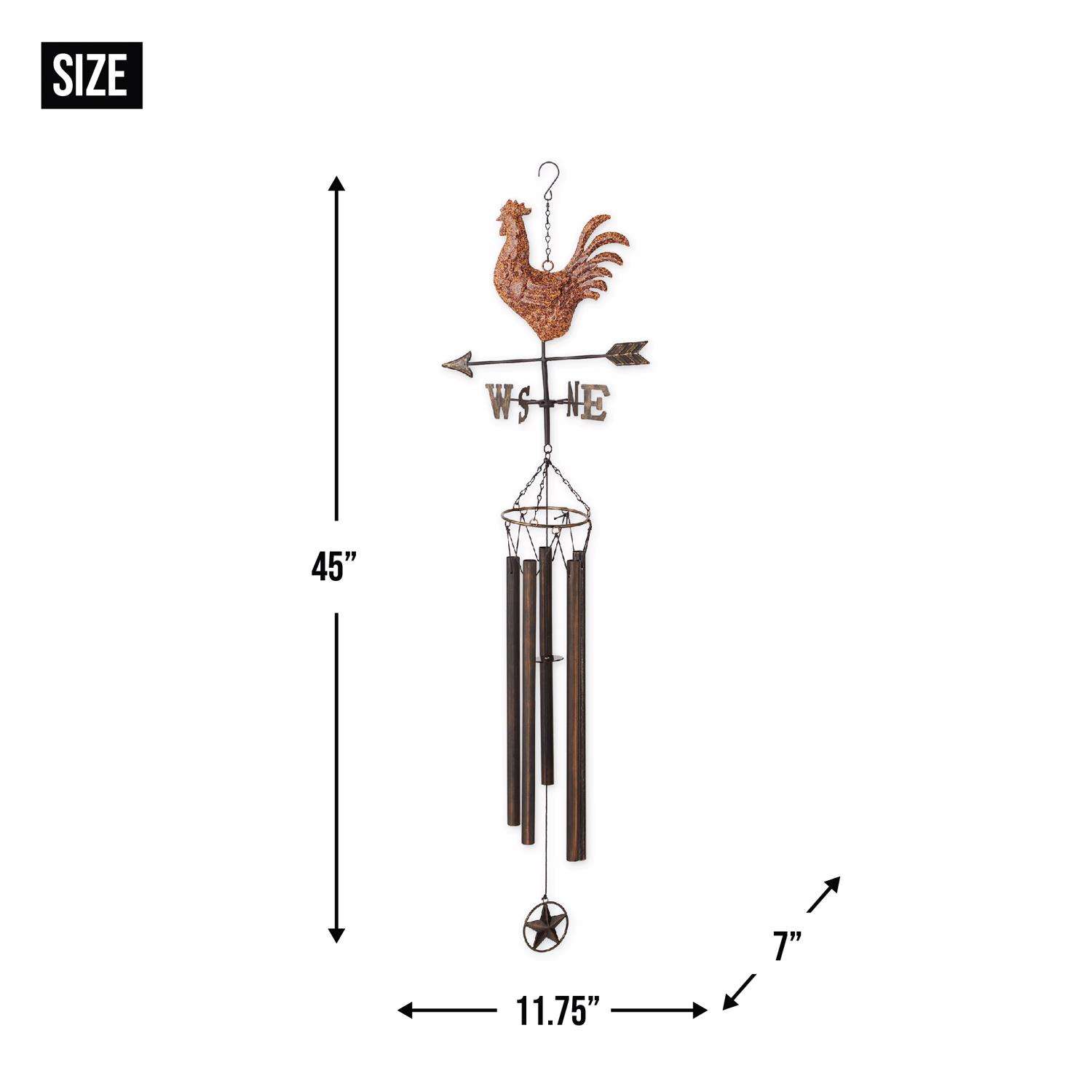  Zingz Copper Vein Iron 45 In. Weathervane Rooster Wind Chime