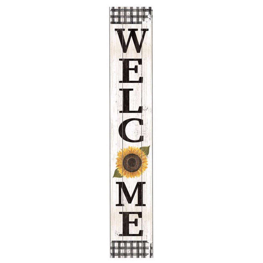  My Word! Black/White Wood 46.5 In. H Welcome - Sunflower Porch Sign