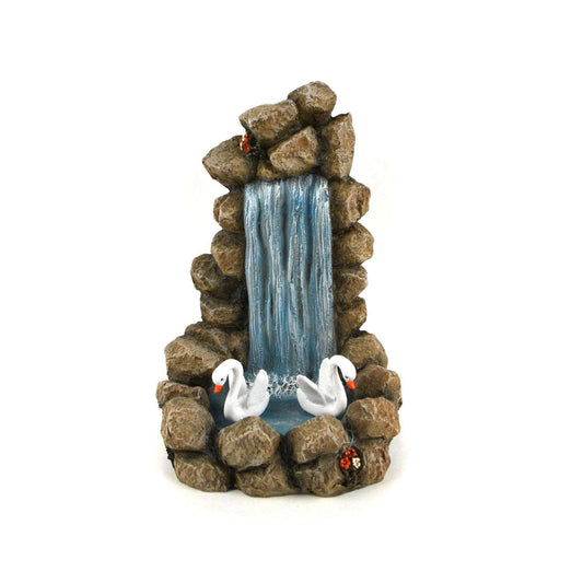  Touch Of Nature The Garden Collection Resin Multi-color 6 In. Miniature Waterfall With Swans Statue