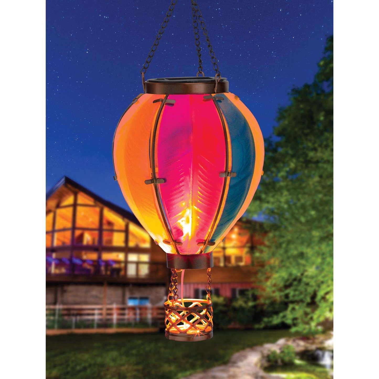  Regal Art & Gift Multicolored Glass/Metal 15 In. H Hot Air Balloon Lantern