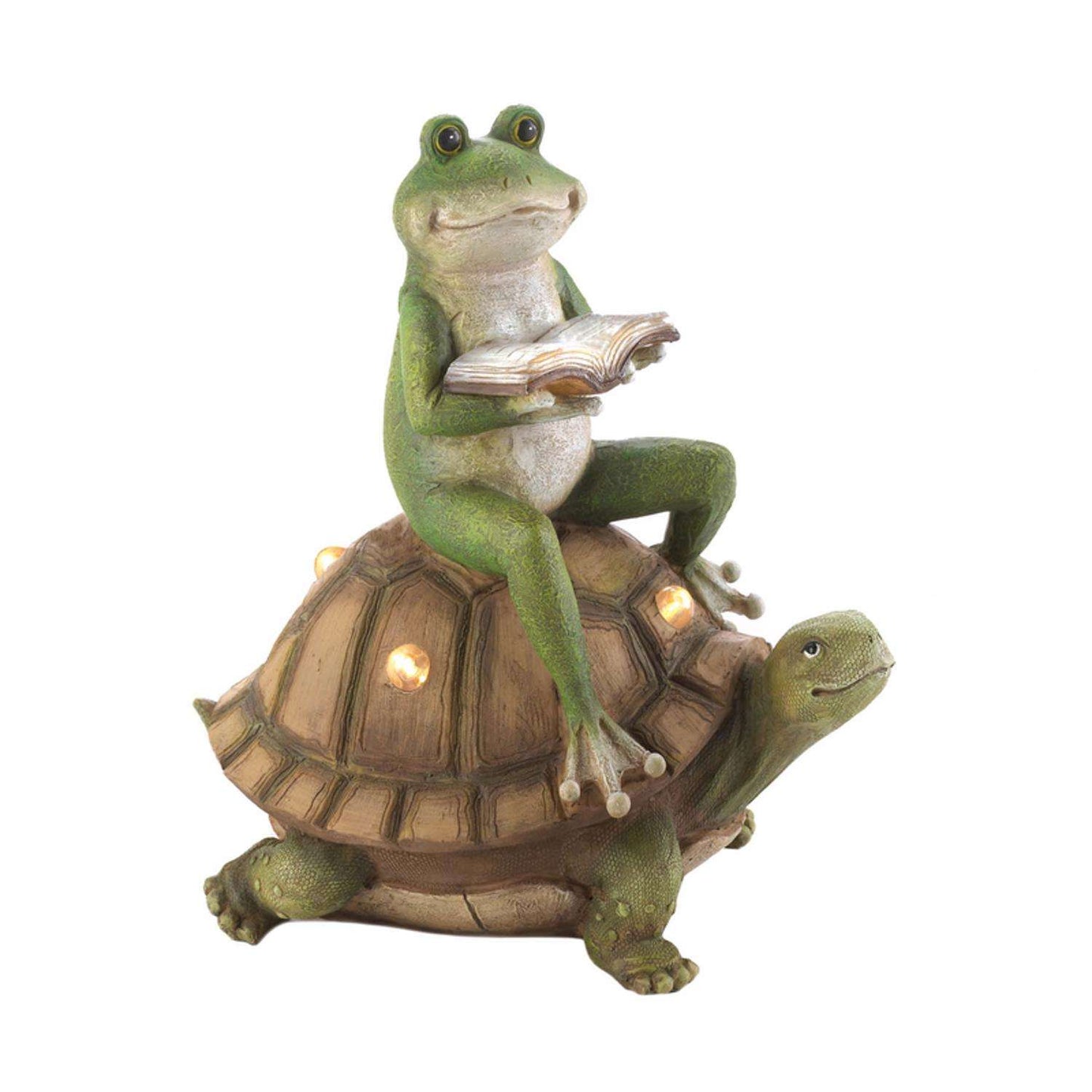  Zingz & Thingz Multicolored Polyresin 11 In. H Frog And Turtle Solar Statue