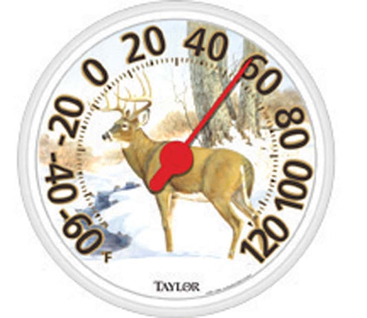  Taylor Deer Design Dial Thermometer Plastic Multicolored 13.25 In.