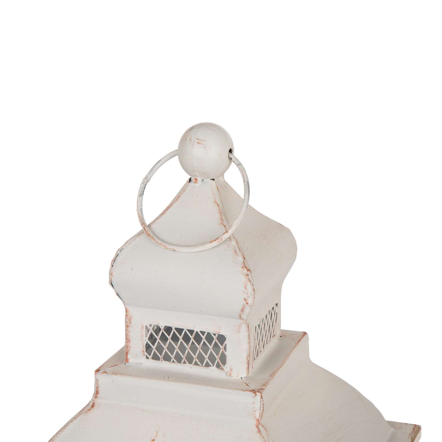  Glitzhome 28.74 In. Iron/Wood Lantern White