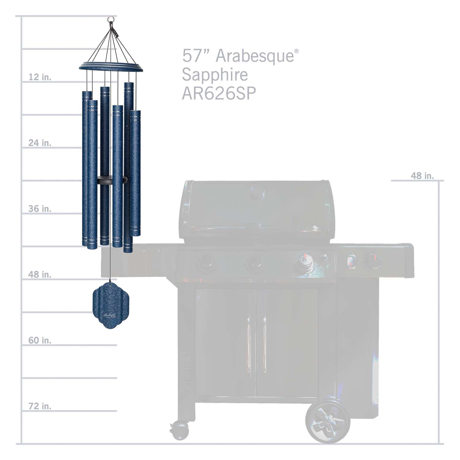  Wind River Arabesque Sapphire Aluminum 57 In. Wind Chime