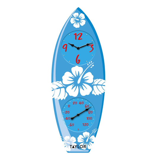  Taylor Surfboard Clock/Thermometer Resin Blue 12 In.