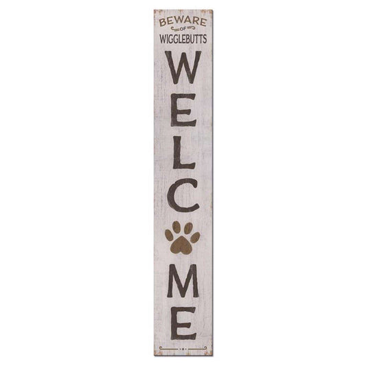  My Word! Multicolored Wood 46.5 In. H Welcome Beware Wigglebutts Porch Sign