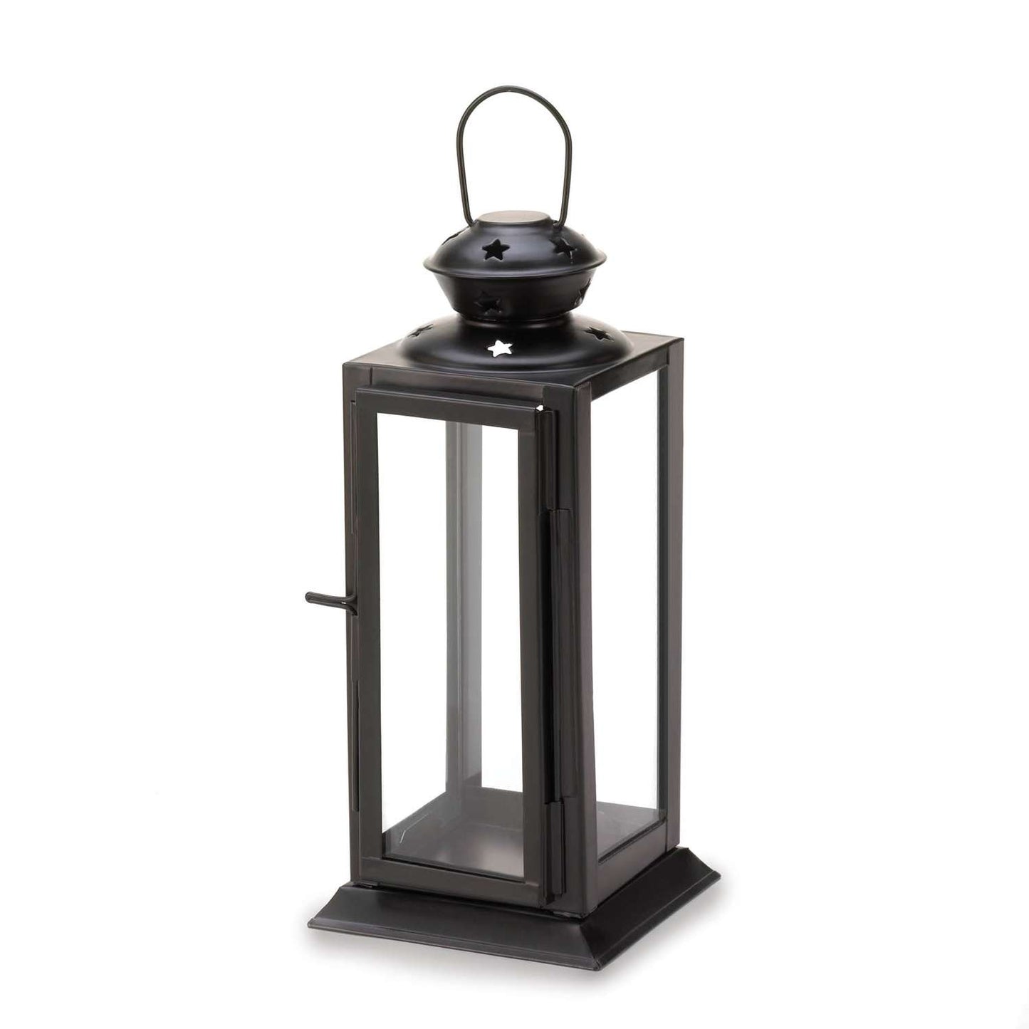  Gallery Of Light Square Star Glass/Metal Lantern Black