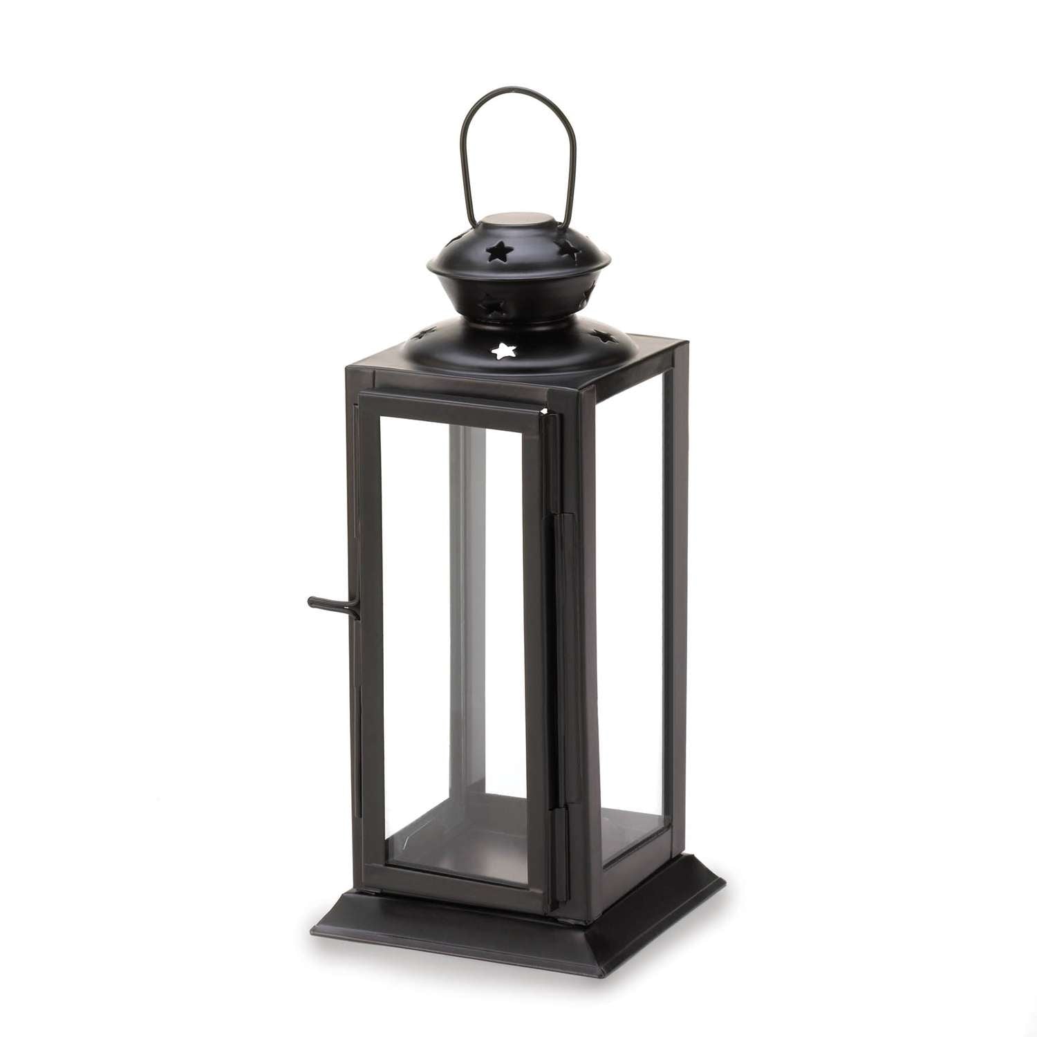  Gallery Of Light Square Star Glass/Metal Lantern Black