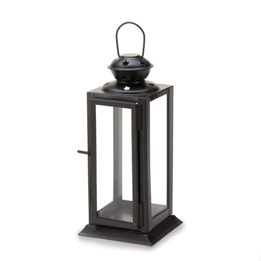  Gallery Of Light Square Star Glass/Metal Lantern Black