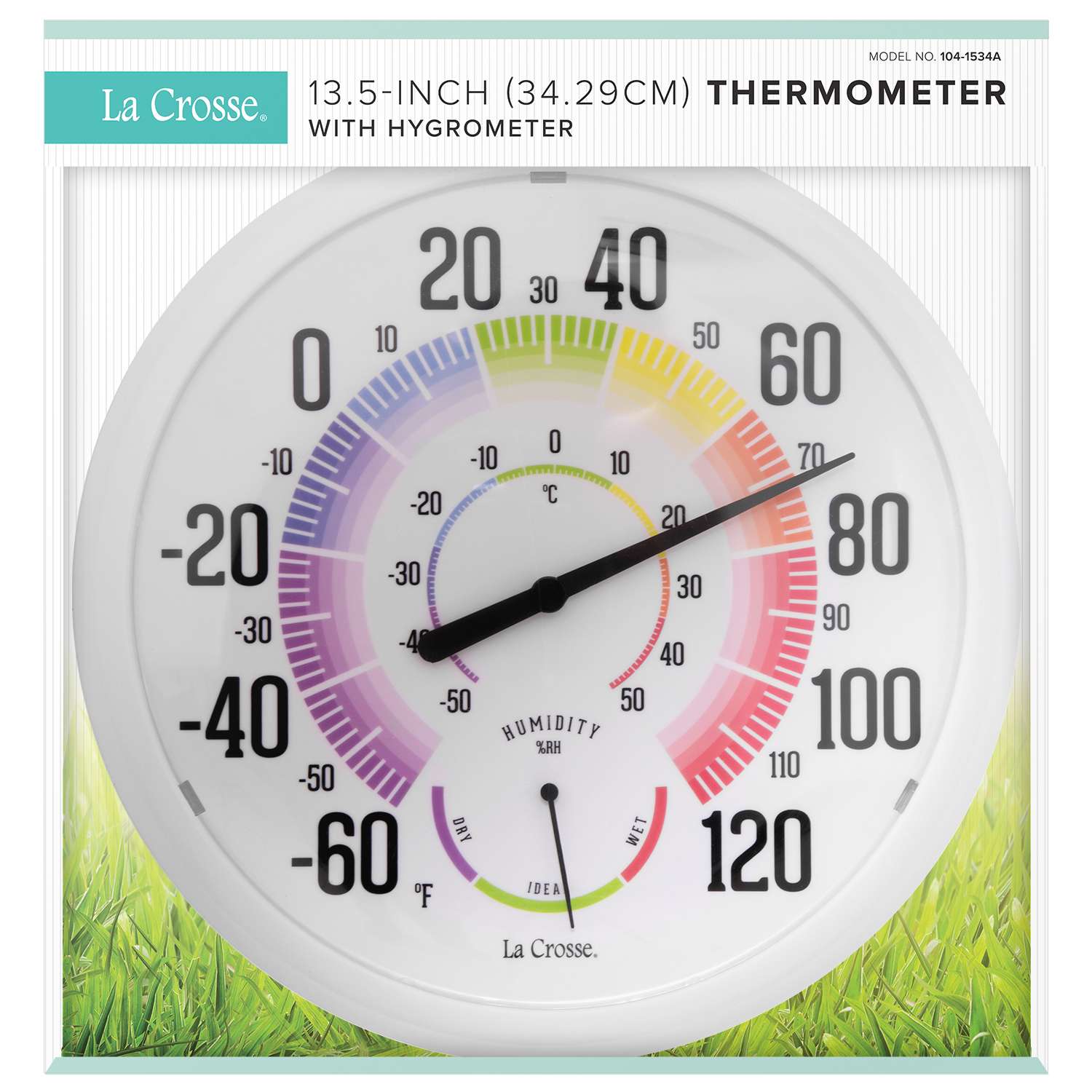  La Crosse Technology Dial Thermometer Plastic Multicolored 11.5 In.