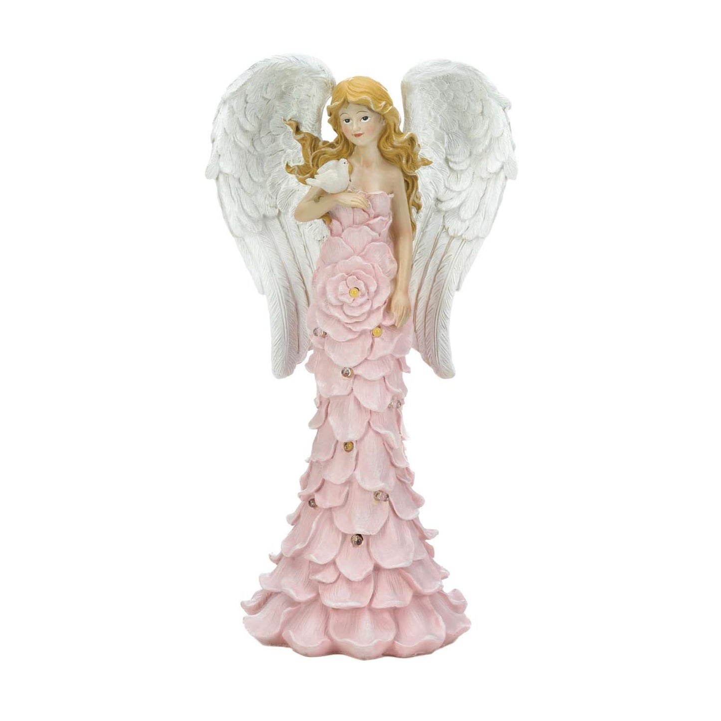  Wings Of Devotion Pink Polyresin 12.5 In. H Rose Angel Solar Statue
