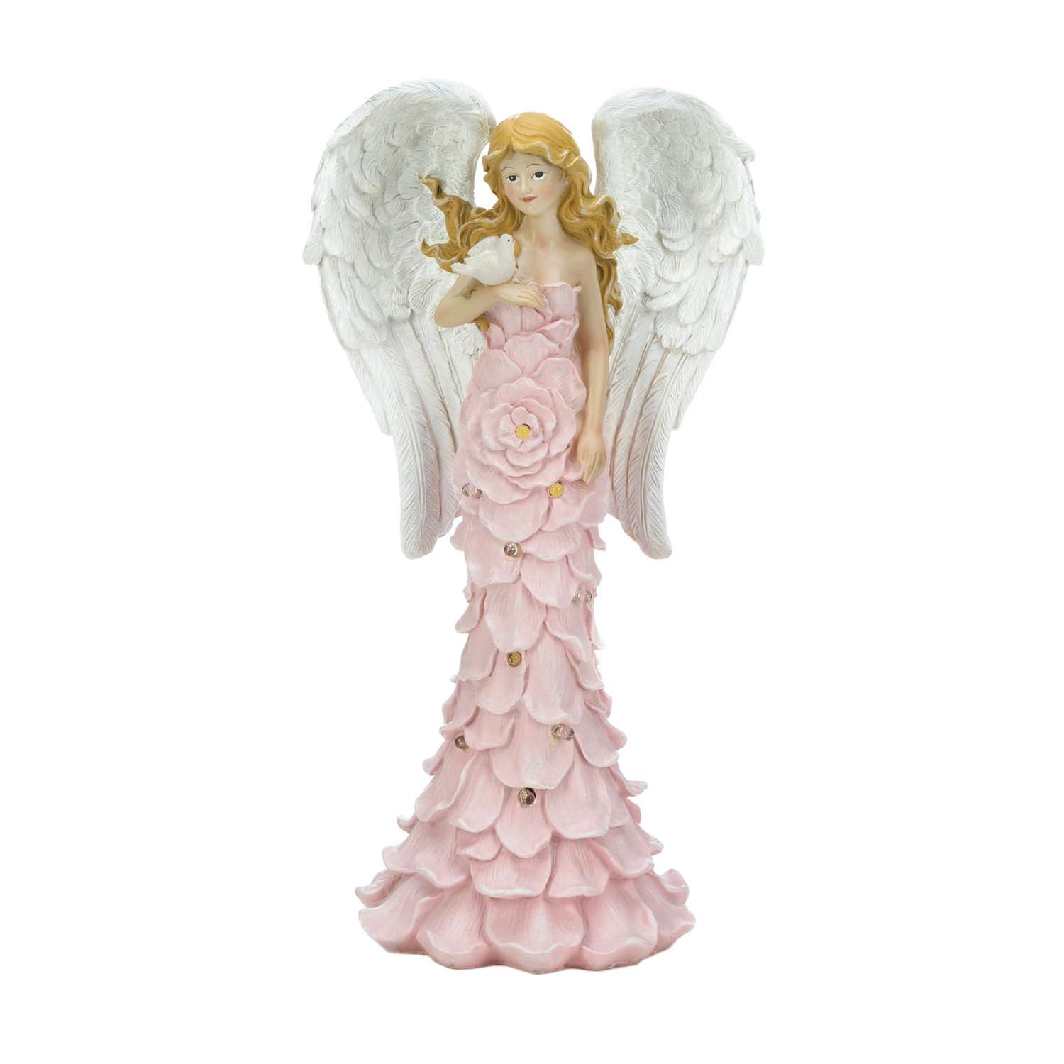  Wings Of Devotion Pink Polyresin 12.5 In. H Rose Angel Solar Statue