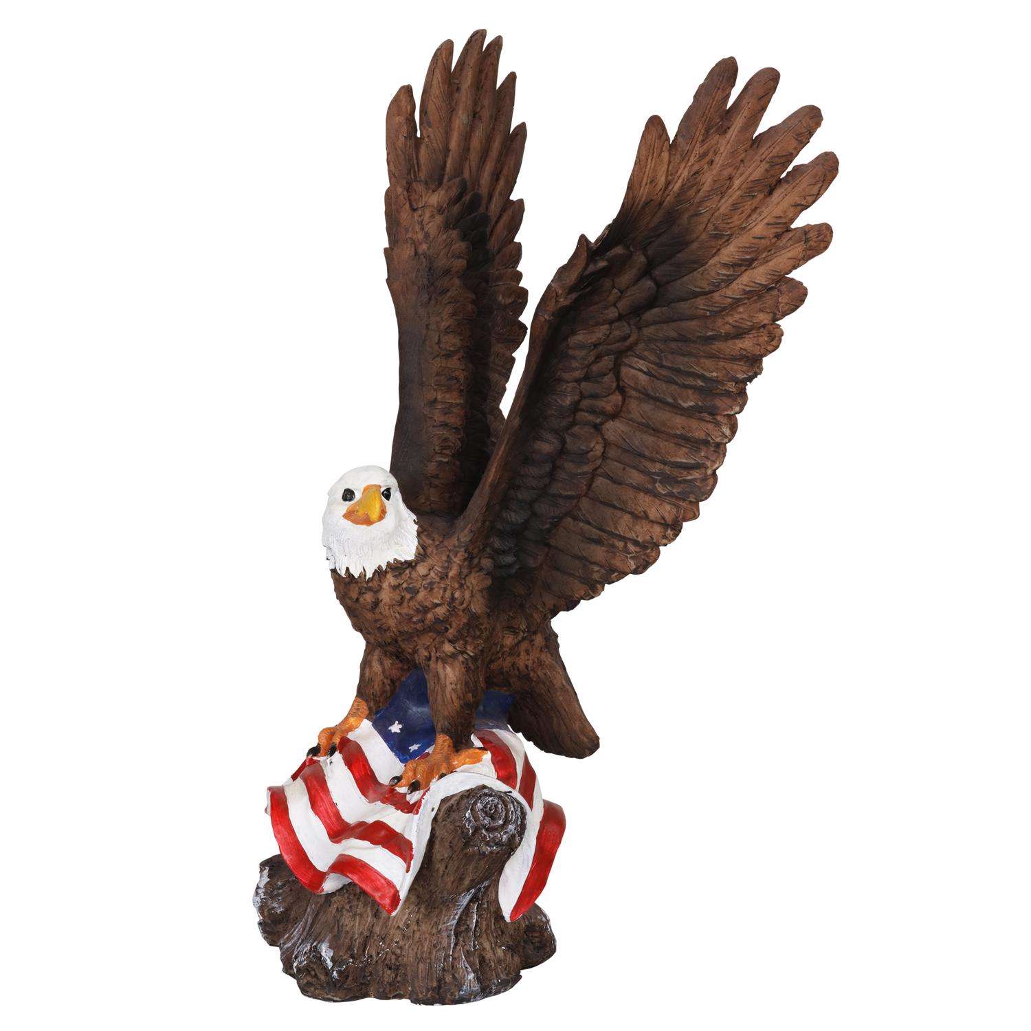  Exhart Multicolored Resin 17.5 In. H Bald Eagle With USA Flag Statue