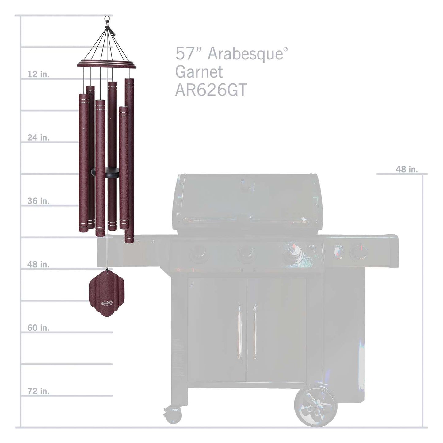  Wind River Arabesque Garnet Aluminum 57 In. Wind Chime