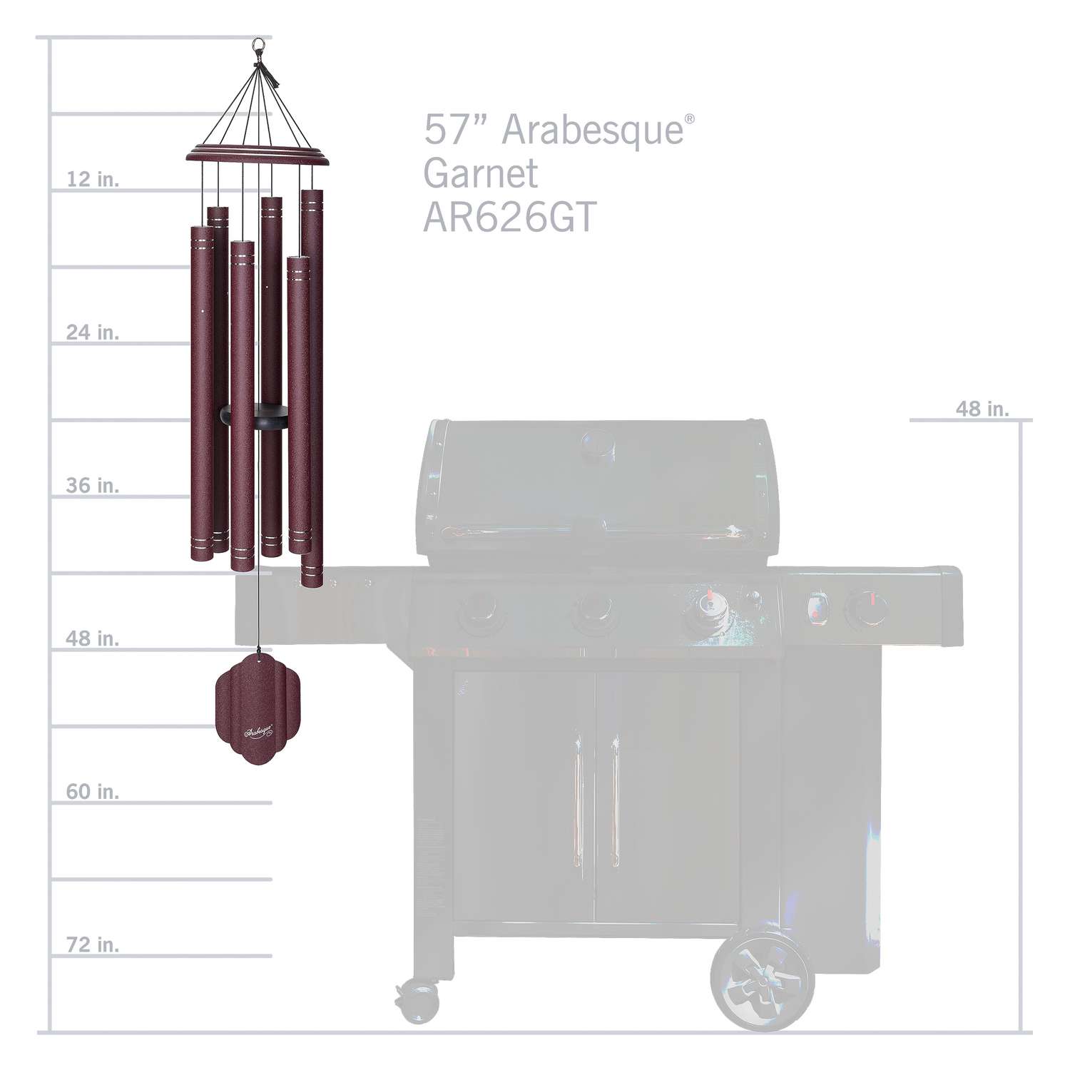  Wind River Arabesque Garnet Aluminum 57 In. Wind Chime