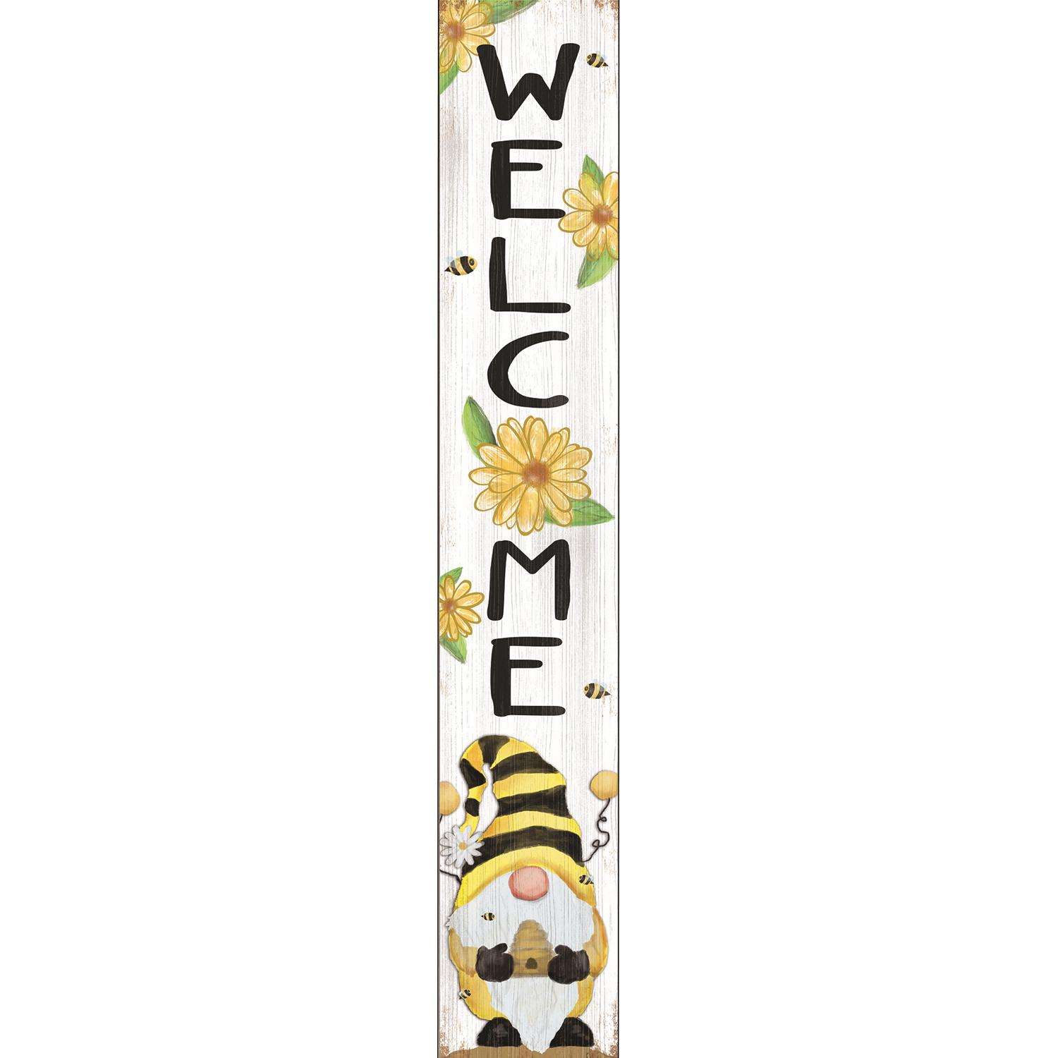  My Word! White Wood 46.5 In. H Welcome - Bee Gnome Porch Sign