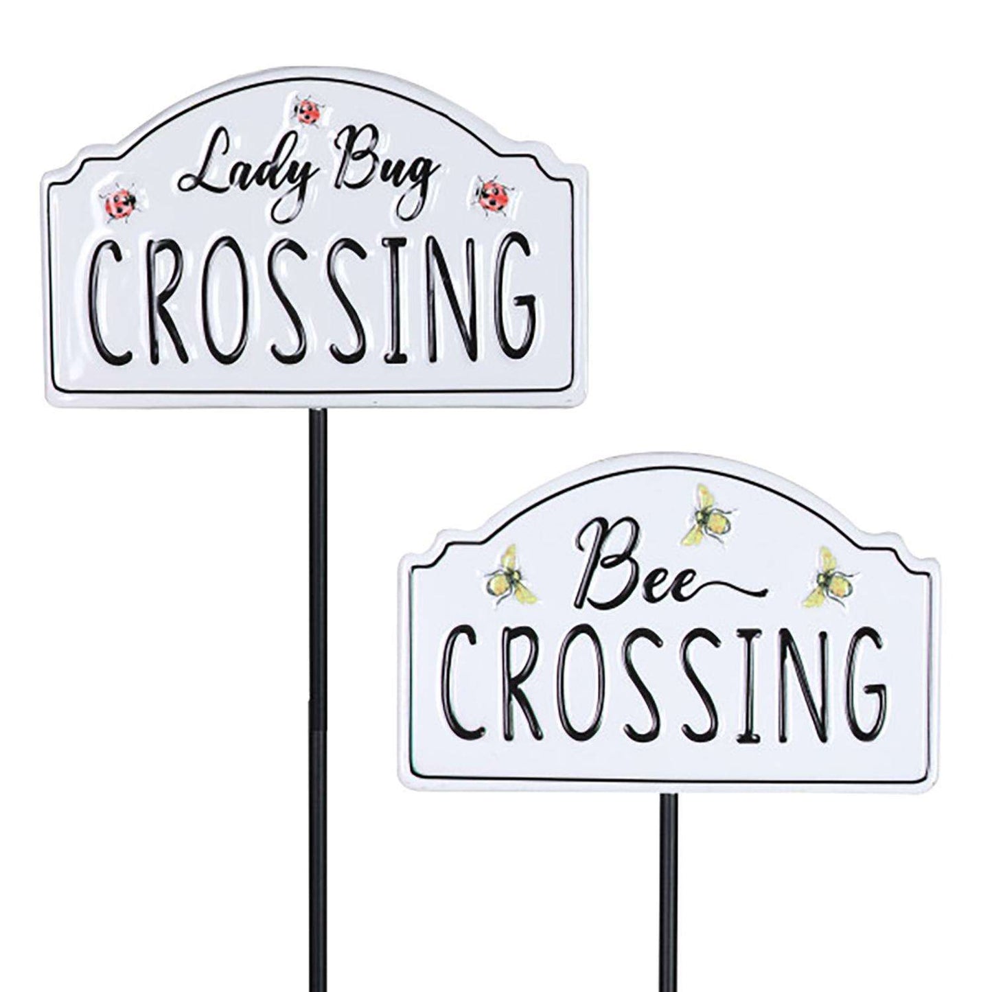  Exhart Black/White Metal 26 In. H Lady Bug And Bee Crossing Yard Stake