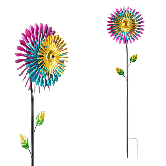  Alpine Multicolored Metal 47 In. H Wind Garden Stake Spinner