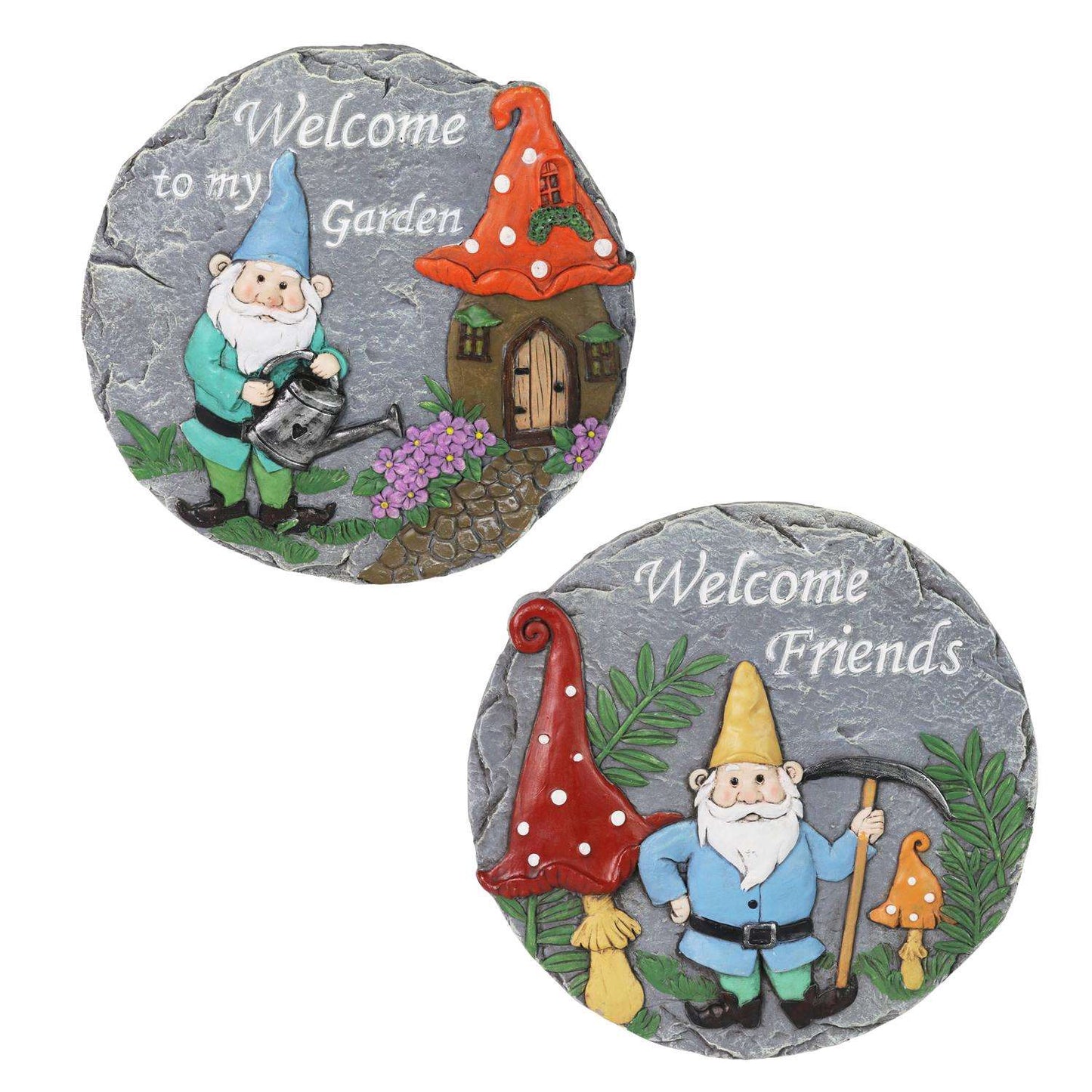 Exhart Resin Multi-color 1.5 In. Welcome Stepping Stones Gnome Garden Statue