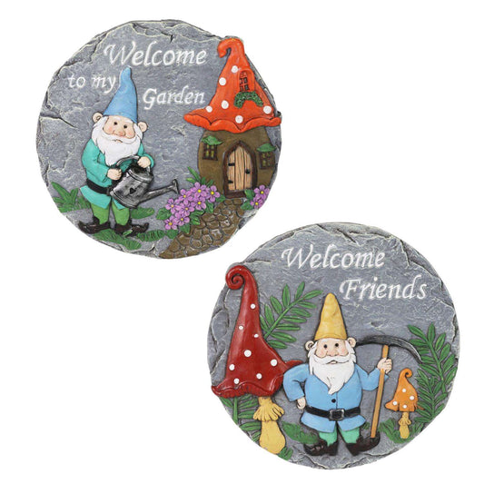  Exhart Resin Multi-color 1.5 In. Welcome Stepping Stones Gnome Garden Statue