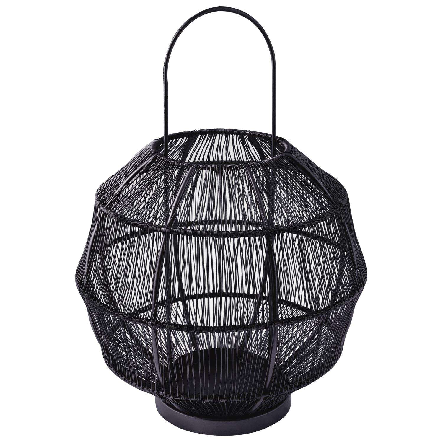  Karma Gifts 11.81 In. Round Wire Lantern Black