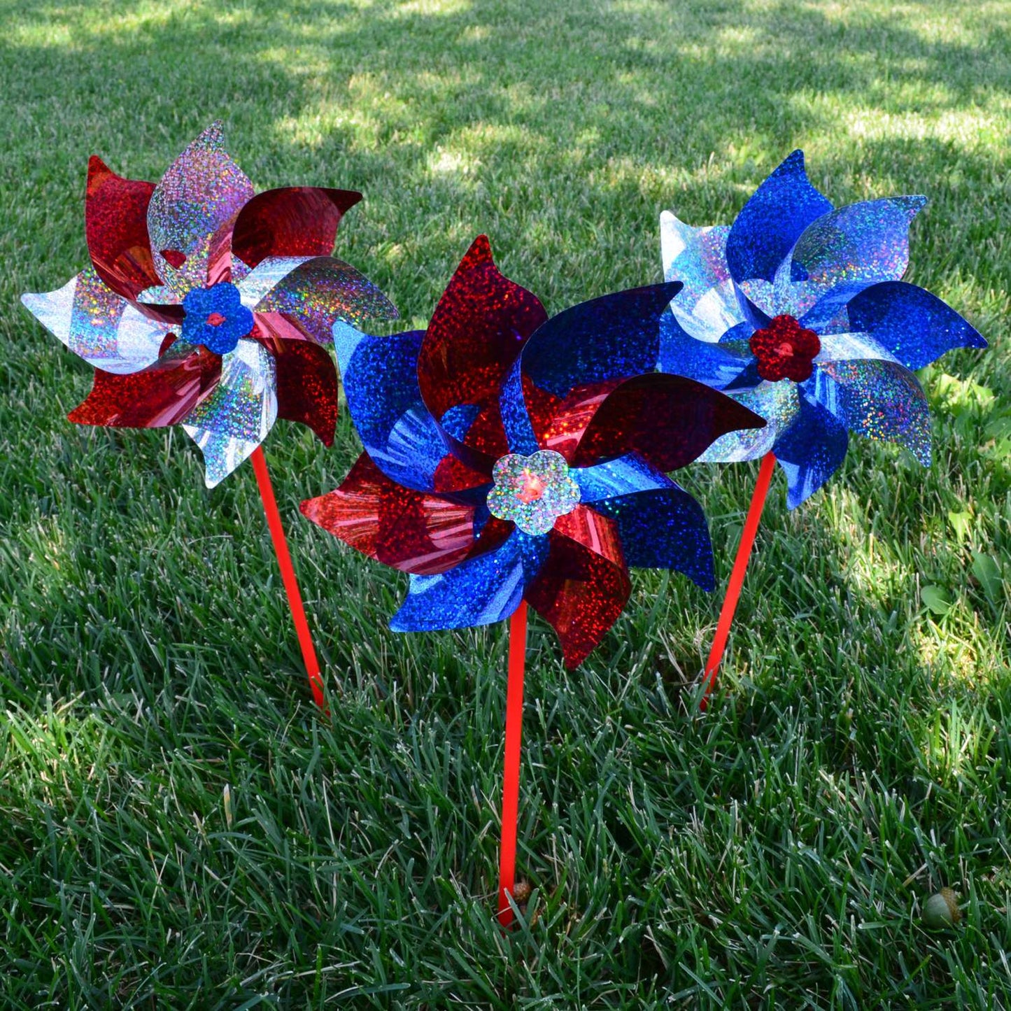  In The Breeze Multicolored Mylar 16 In. H Patriotic Garden Stake Spinner