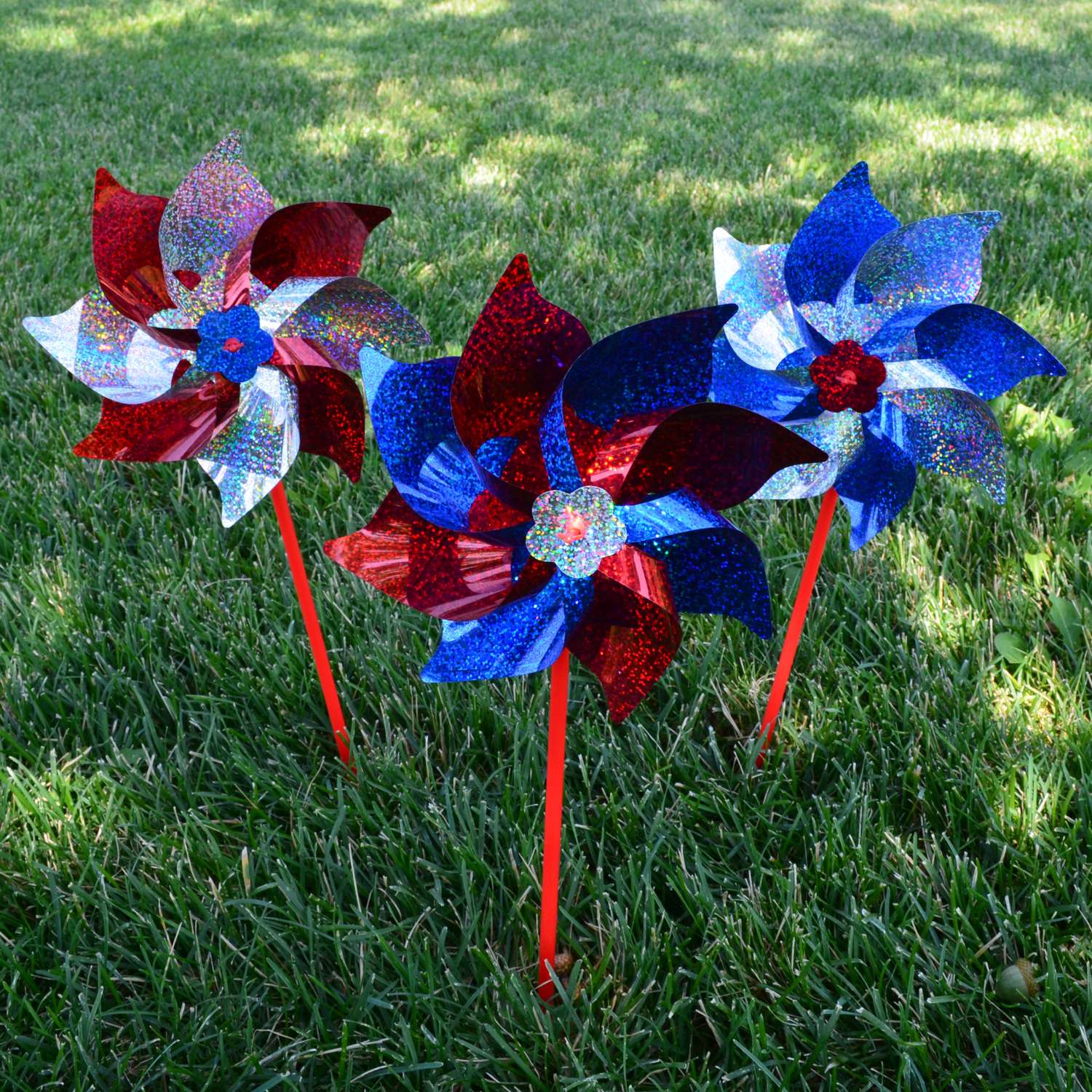  In The Breeze Multicolored Mylar 16 In. H Patriotic Garden Stake Spinner