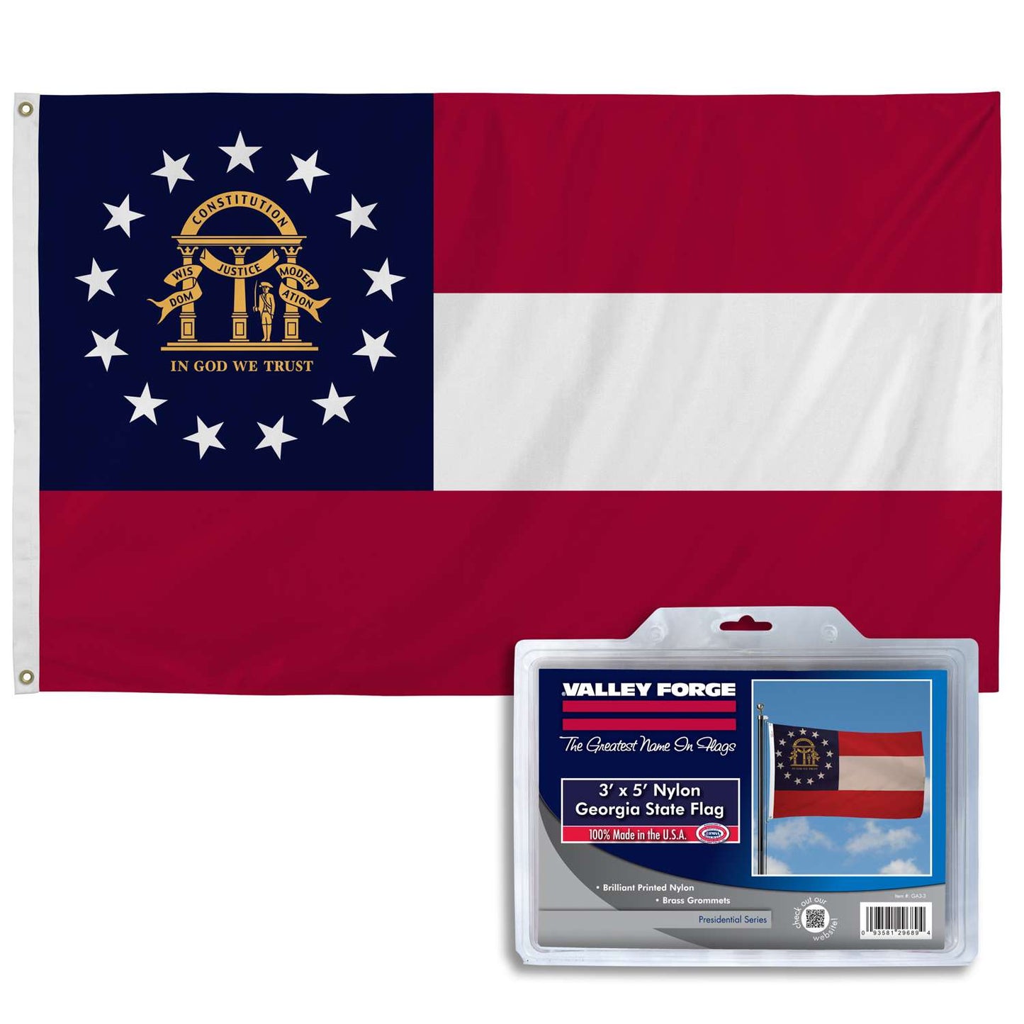  Valley Forge Georgia State Flag 36 In. H X 60 In. W
